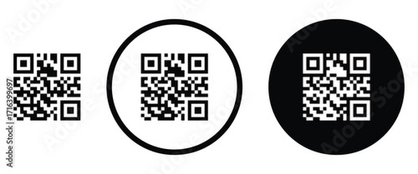 Fototapeta Clean flat vector illustration of a generic QR code icon for apps, payment systems, and digital marketing.
