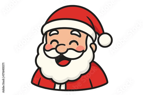 Fototapeta Santa Claus face vector icon. Happy cartoon character head illustration for Christmas holiday design. Jolly St. Nick with cheerful laugh expression for winter celebration.