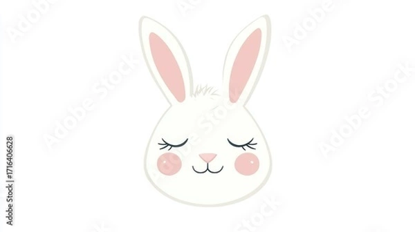 Obraz Cute white rabbit head illustration