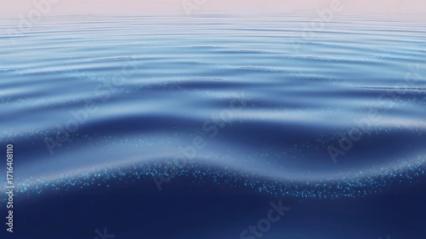 Fototapeta Close up of rippling blue ocean water with gentle waves and light reflections