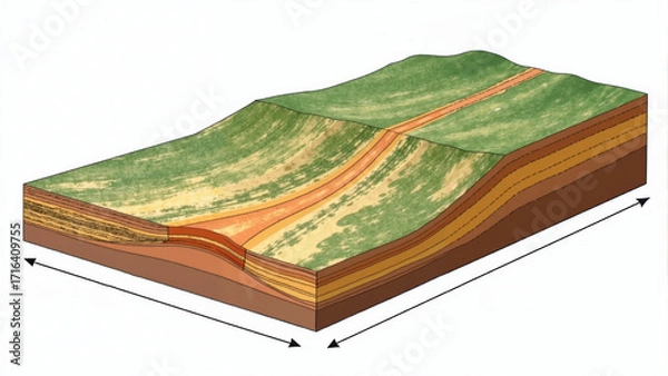 Fototapeta Understanding geological layers and formations in a scenic landscape