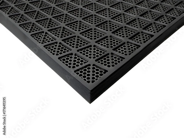 Fototapeta Industrial Mat With Square Grid And Circular Perforations abstract background isolated on a transparent background