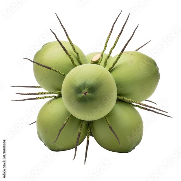 Fototapeta Five Green Coconuts Cluster Close Up