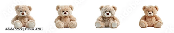 Fototapeta Adorable fluffy light brown teddy bear stuffed animal isolated on black background with transparent background PNG set Transparent background