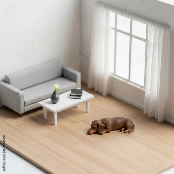 Obraz Chiens dans un salon minimaliste