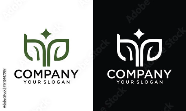 Fototapeta Creative Letter P Leaf Initial Logo Design Vector