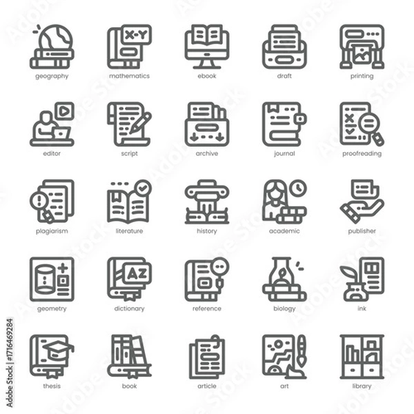 Obraz Academic Publishing Icon pack for your website, mobile, presentation, and logo design. Academic Publishing Icon outline design. Vector graphics illustration and editable stroke.