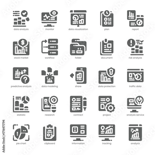 Fototapeta Business Analysis Icon pack for your website, mobile, presentation, and logo design. Business Analysis Icon solid design. Vector graphics illustration and editable stroke.