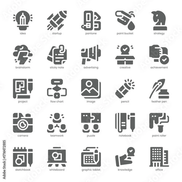 Fototapeta Creative Agency Icon pack for your website, mobile, presentation, and logo design. Creative Agency Icon solid design. Vector graphics illustration and editable stroke.