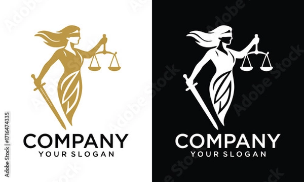 Fototapeta Creative lady god justice law logo