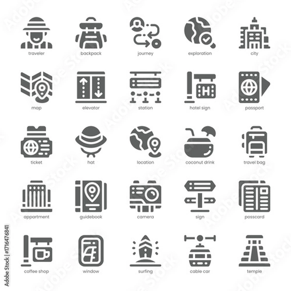 Fototapeta Solo Travel Icon pack for your website, mobile, presentation, and logo design. Solo Travel Icon solid design. Vector graphics illustration and editable stroke.