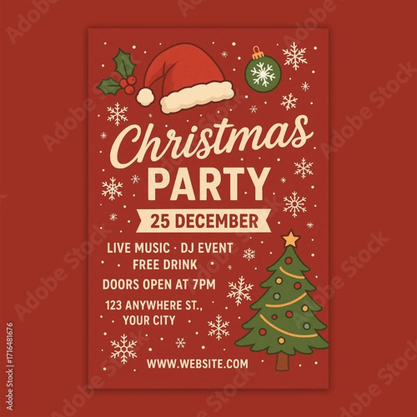 Obraz Premium Christmas party Flyer Design Template