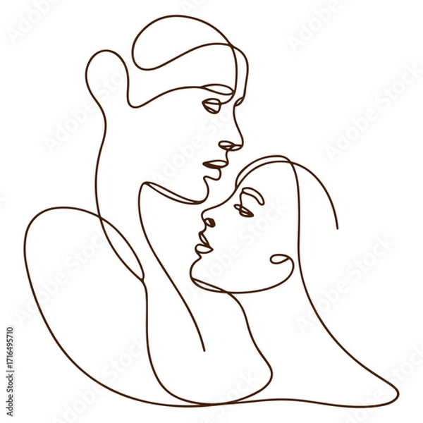 Fototapeta  minimal line art mother and son