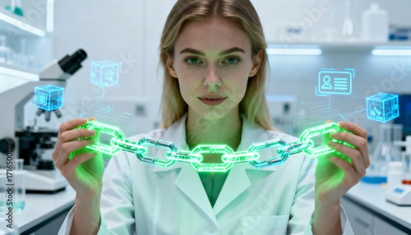 Fototapeta Innovative business tech solutions in a laboratory environment a conceptual visualization of science and technology