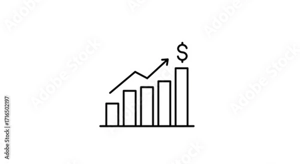 Obraz Outline icon of bar chart with dollar sign
