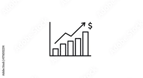 Obraz Outline icon of bar chart with dollar sign