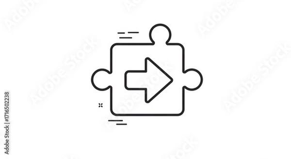 Obraz Outline icon of puzzle piece with arrow
