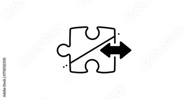 Obraz Outline icon of puzzle piece with arrow