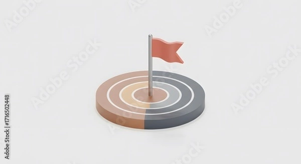 Obraz Abstract icon of circular chart with flag on top