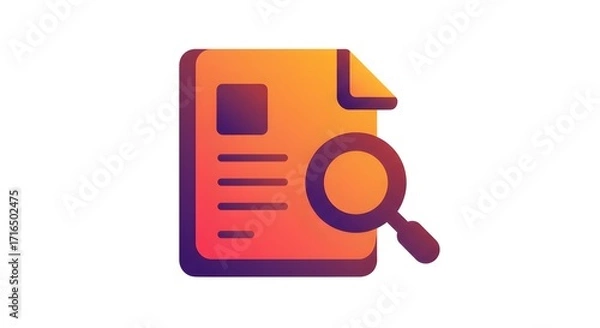 Obraz Abstract icon of document with magnifying glass overlay