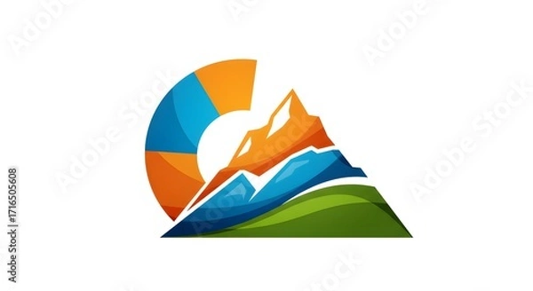 Obraz Abstract icon of pie chart forming mountain peak