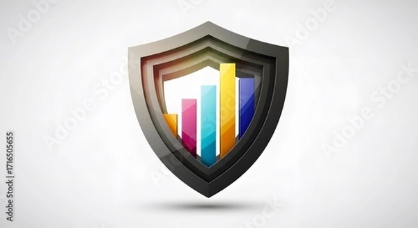 Obraz Abstract icon of shield with layered bars inside