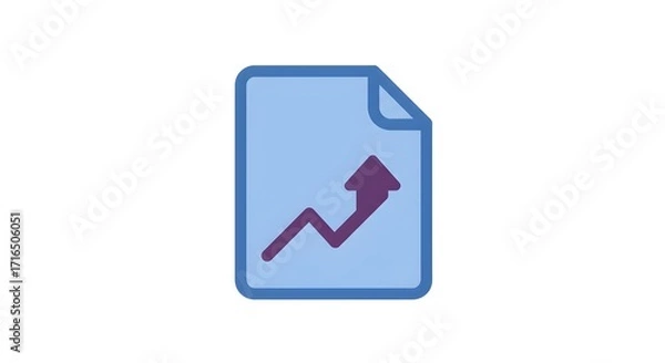 Obraz Flat vector icon of document with rising arrow