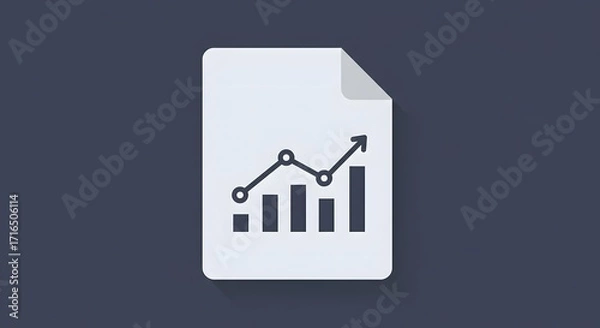 Obraz Flat vector icon of document with rising line chart