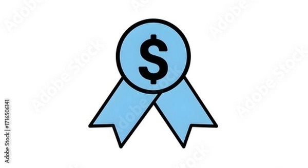 Obraz Flat vector icon of dollar symbol inside ribbon