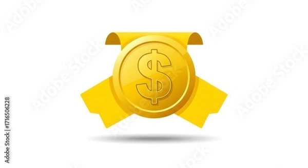 Obraz Flat vector icon of dollar symbol inside ribbon