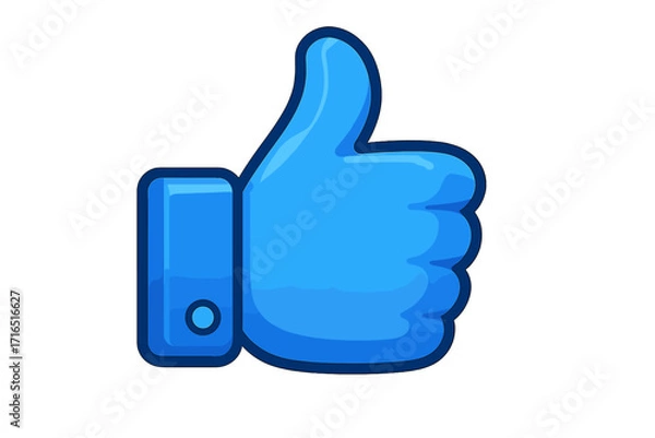 Fototapeta Thumbs up icon. Like button for social media. Hand gesture for approval, agreement, and positive feedback. Blue vector illustration of a success symbol. Good job concept.
