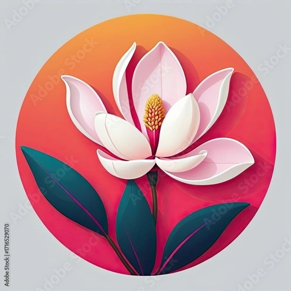 Fototapeta Stylized blossom of magnolia with vibrant gradient background showcasing elegance and beauty