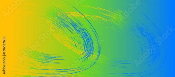 Fototapeta Colorful textured background with yellow, green and blue motion brush lines.