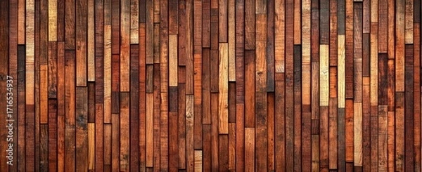 Fototapeta Vertical Reclaimed Wood Panel Texture Rustic Brown Tones, Digital Image, Abstract Wall Design Wood Texture, Reclaimed Wood