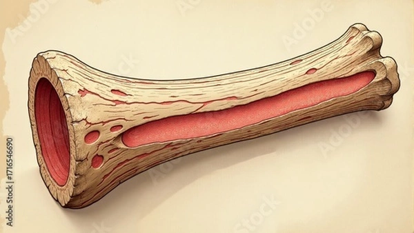 Fototapeta Unique artistic representation of a bone structure showcasing its intricate details and texture in warm earthy tones