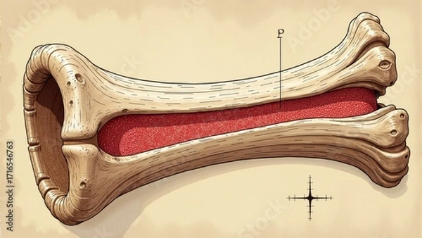 Fototapeta Unique artistic representation of a bone structure showcasing its intricate details and texture in warm earthy tones