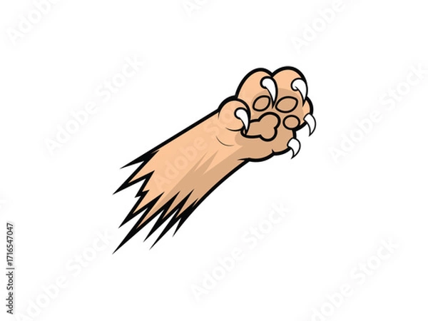 Fototapeta Cat Paw up pets Stylized Cat Claw Swipe Illustration isolated on white background