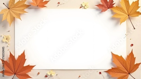 Fototapeta Vibrant autumn leaves frame a blank canvas celebrating the beauty of fall in a serene and artistic setting