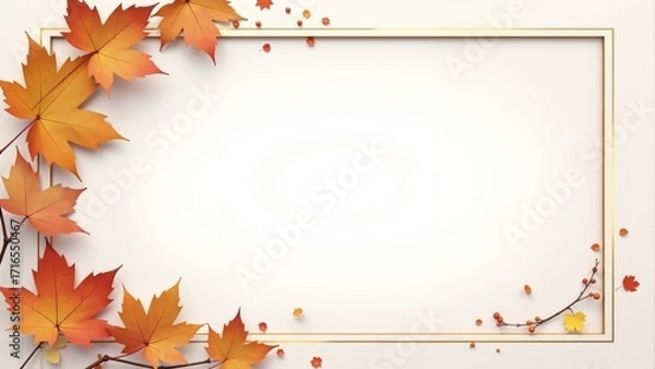 Fototapeta Vibrant autumn leaves frame a blank canvas celebrating the beauty of fall in a serene and artistic setting