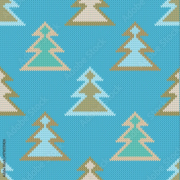 Fototapeta Knitted Fir Trees Seamless Pattern	