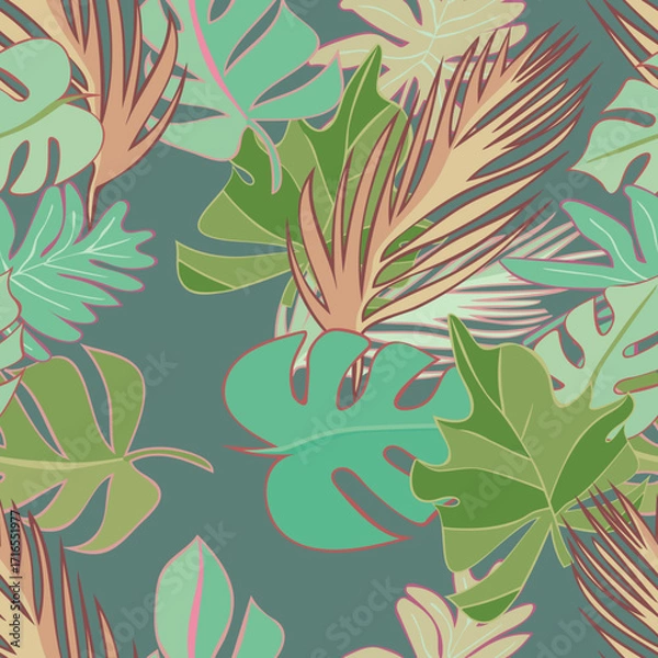 Fototapeta Jungle Leaves Seamless Pattern 