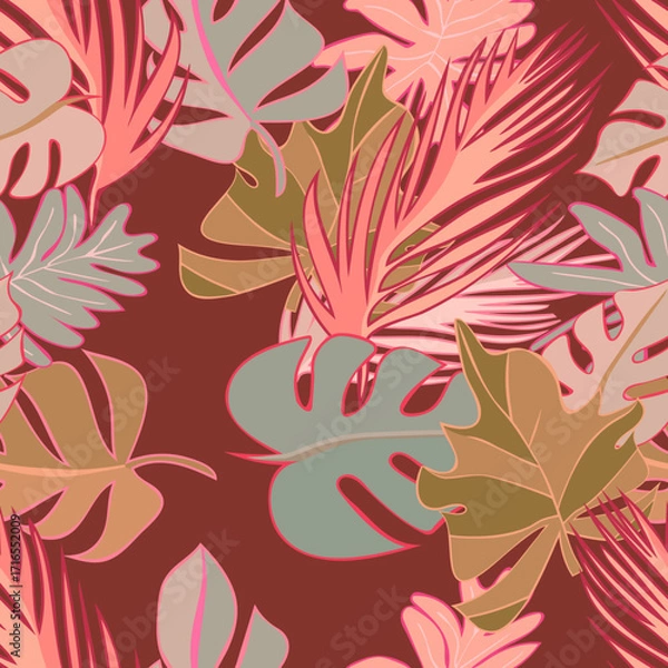 Fototapeta Jungle Leaves Seamless Pattern 