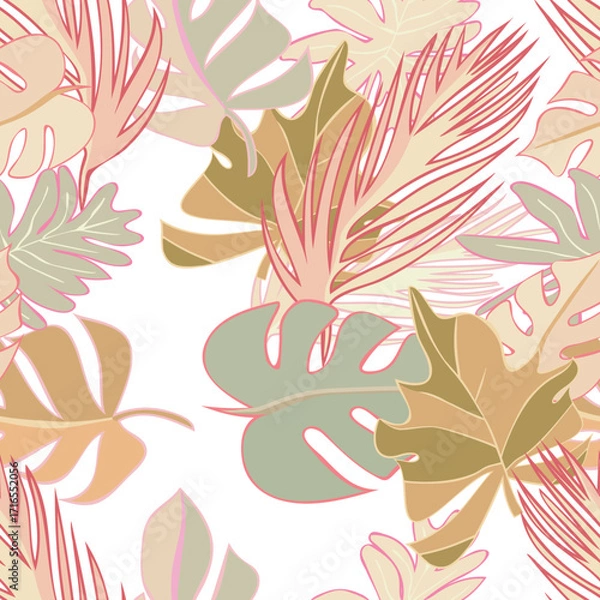 Fototapeta Jungle Leaves Seamless Pattern 