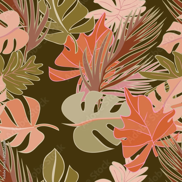Fototapeta Jungle Leaves Seamless Pattern 