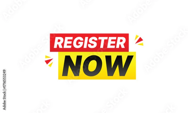 Obraz Register now button banner vector design