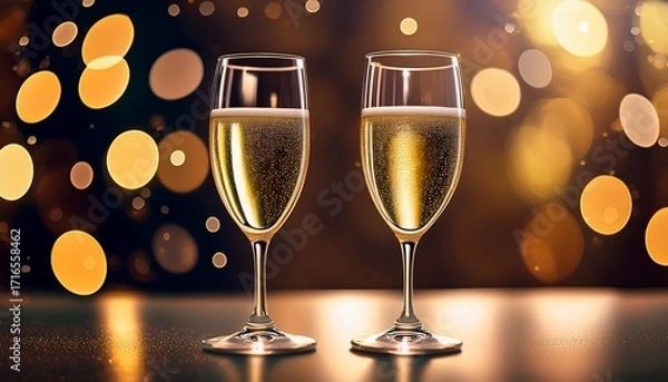 Fototapeta Champagne Glasses Are For A Card The Second Glass Is A Little Bit Blurred