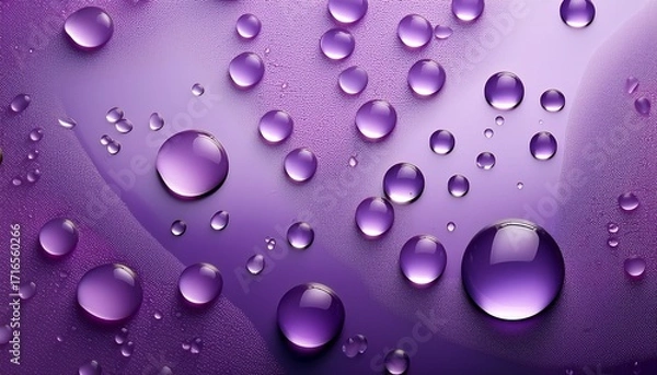 Fototapeta Glossy Lavender Glass Surface With Delicate Water Droplet Details For Spa Packaging Or Luxury Background Design