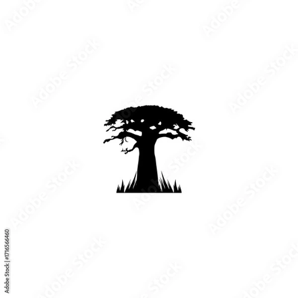 Fototapeta silhouette of a baobab tree in black