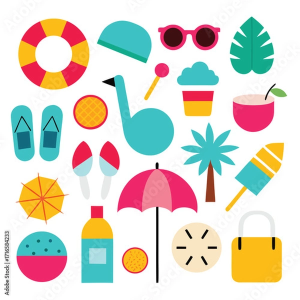 Obraz colorful summer vector design icon set 