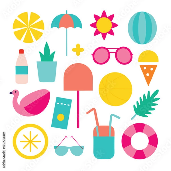 Obraz colorful summer vector design icon set 